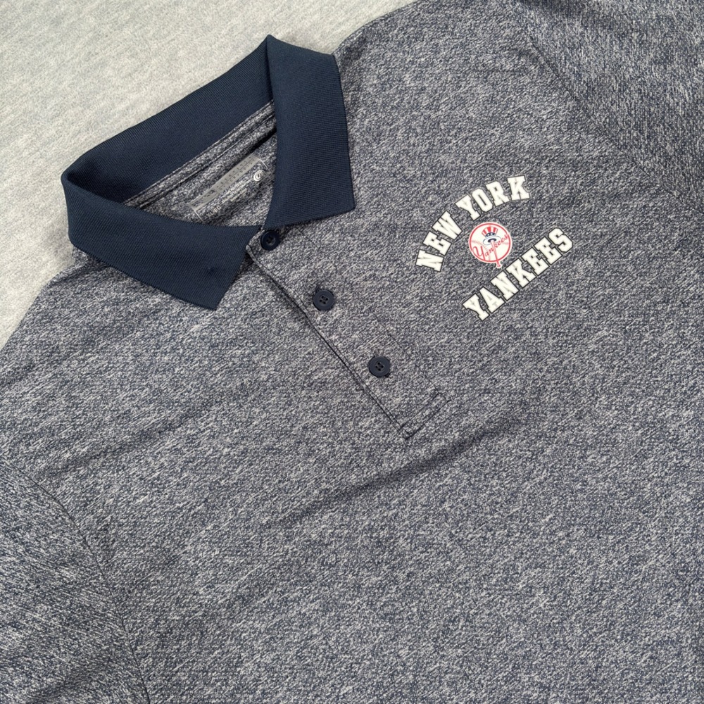 Genuine Merchandise MLB New York Yankees Polo Shirt Mens XL Heather Navy Blue